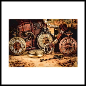 Sticky Rice Paper for Decoupage | A3 Size | Steampunk Clocks Mulberry Washi Sheet