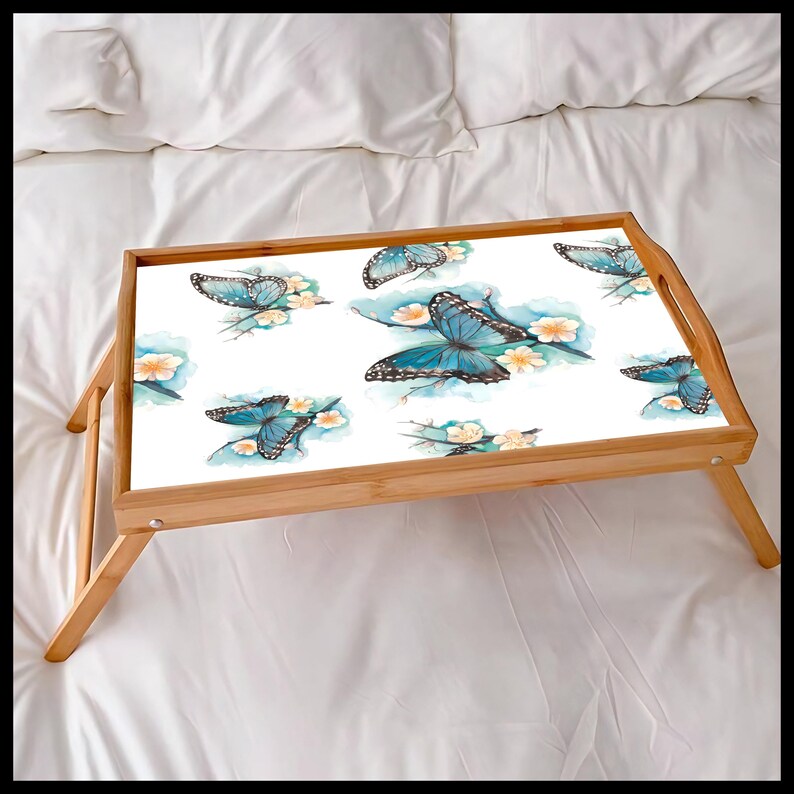 Rice Paper Decoupage | Big Size Options | Blue Watercolor Butterflies Pattern | Self-Adhesive Mulberry Sheet 画像 3