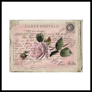 Rice Paper for Decoupage | Big Size Options | French Roses Post Card Pattern | Upcycle Furniture