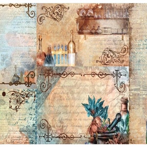 Papel decoupage para Muebles / Papel de Arroz para Decoupage Tamaño A3 / Papel de Arroz Pegajoso Papel Washi para Decoupage PR 2617