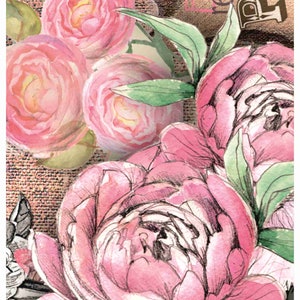 Reispapier Decoupage A3 | Klebriges Maulbeerpapier für Decoupage 16,53''X11,69'' | Blumenmuster für Decoupage PR 2096