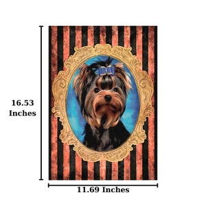 Self-Adhesive Rice Paper Decoupage | A3 Size Yorkshire Terrier Dog Portrait | Striped Background image 2