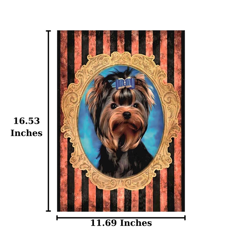 Self-Adhesive Rice Paper Decoupage | A3 Size Yorkshire Terrier Dog Portrait | Striped Background image 2