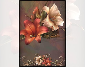 Carta di Riso Decoupage A3 | Carta di gelso appiccicosa per decoupage 16.53''X11.69'' | Motivo floreale per decoupage PR 2257