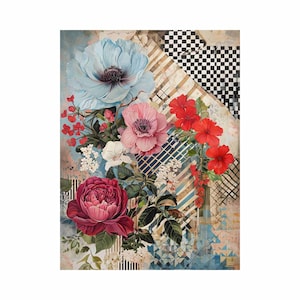 Rijstpapier voor decoupage grote formaten | Moerbeipapier voor decoupage | Bloemenpatroon voor decoupage