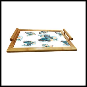 Rice Paper Decoupage | Big Size Options | Blue Watercolor Butterflies Pattern | Self-Adhesive Mulberry Sheet 画像 4