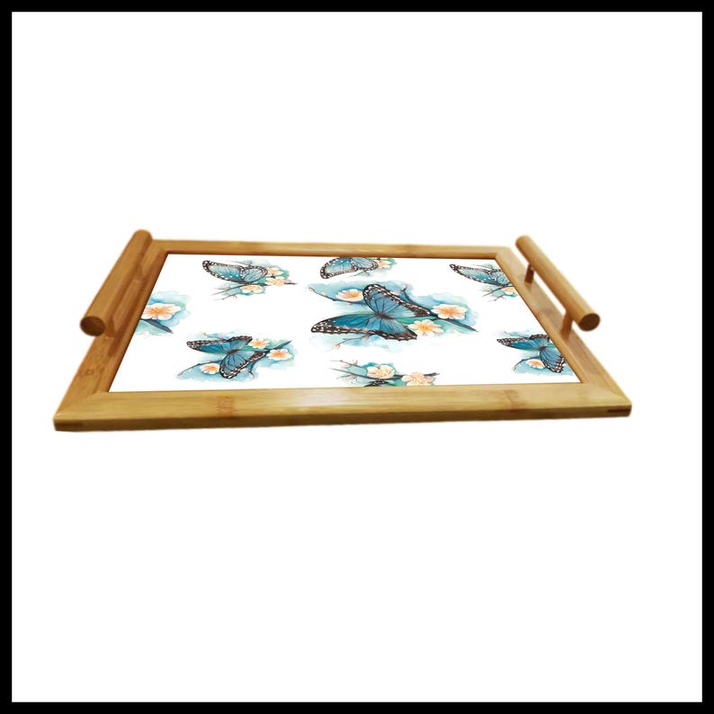Rice Paper Decoupage | Big Size Options | Blue Watercolor Butterflies Pattern | Self-Adhesive Mulberry Sheet 画像 4