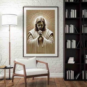 Rice Paper for Decoupage Big Size Options | Canvas for Jesus Prays | Decoupage Paper for Washi & Rice Paper | Jesus Portrait Pattern ISA01