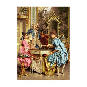 Classical chess players painting rice paper for decoupage, wall art and gifts for chess lovers.