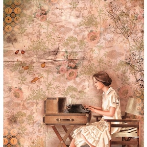 Reispapier für Decoupage A3 | Sticky Reispapier Frau 16.53''X11.69'' Washi & Reispapier Frau Muster für Decoupage PR 2649