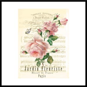 Self-Adhesive Fabric Transfer | Pink Roses on Interlining for Furniture Decoupage