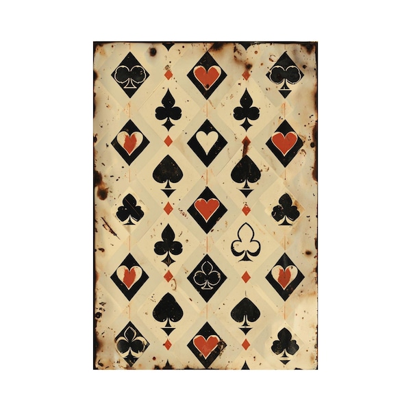 Rice Paper Decoupage | Big Size Options | Vintage Playing Cards Watercolor Poker Casino Art Design