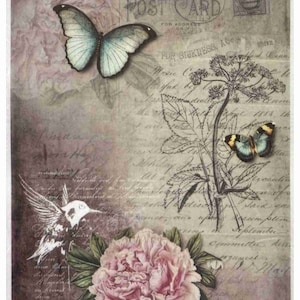 Reispapier Decoupage A3 | Klebriges Maulbeerpapier für Decoupage 16,53''X11,69'' | Blumenmuster für Decoupage PK 2071