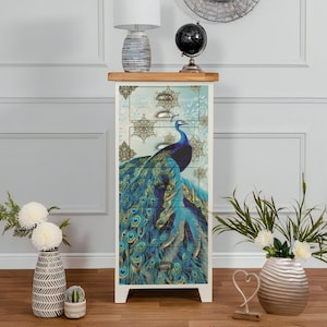 Decoupagepapier voor meubels: groot formaat opties | Rijstpapier voor decoupage | Grote kleverige pauwpatroon decoupage washi- en rijstpapier MET40