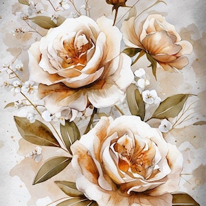 Découpage papier de riz A3 | Papier de mûrier collant pour découpage 16,53''X11,69'' | Motif floral pour le découpage PK 2077