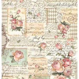 Reispapier Decoupage A3 | Klebriges Maulbeerpapier für Decoupage 16,53''X11,69'' | Blumenmuster für Decoupage PR 2704