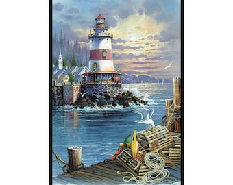 Rice Paper for Decoupage | Big Size Options | Lighthouse Marine Pattern | Ocean Theme Decor