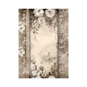 Papier de découpage de riz | Options de grande taille, papier de riz collant de haute qualité, parfait pour le bricolage et la décoration intérieure, motif floral VINFON12