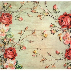 Reispapier Decoupage A3 | Klebriges Maulbeerpapier für Decoupage 16,53''X11,69'' | Blumenmuster für Decoupage PR 2628