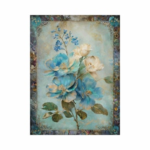 Reispapier für Decoupage – Große Größen verfügbar | Maulbeerpapier für Decoupage | Blumenmuster für Decoupage