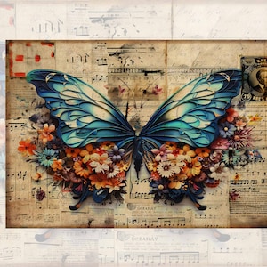 Rice Decoupage Papier A3 Größe, hochwertige klebrige Reispapier, perfekt zum Basteln und Dekorieren, Schmetterling Muster KLBK23