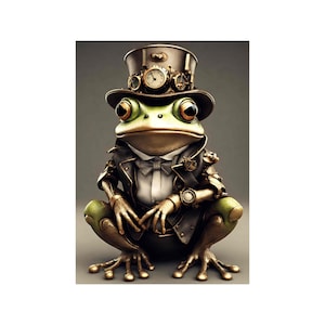 Reispapier für Decoupage Große Format Optionen | Steampunk-Stil Frosch-Muster | Washi & Rice Papier Tier-Muster für Decoupage YPFR03