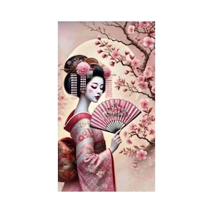 Rijstpapier voor decoupage | Grote maatopties | Japans geisha patroon | Decoupage voor meubels | Vrouwenpatroon | Washi papier