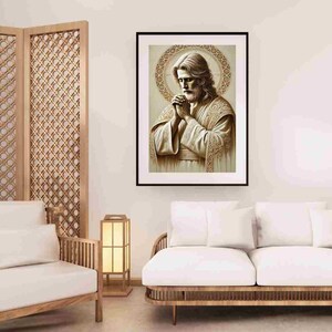 Rice Paper for Decoupage Big Size Options | Canvas for Jesus Prays | Decoupage Paper for Washi & Rice Paper | Jesus Portrait Pattern ISA01