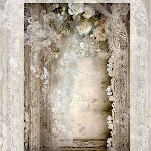Reis Decoupage Papier | Große Größenoptionen, hochwertiges klebriges Reispapier, perfekt zum Basteln und als Innendekoration, Spitzenmuster VINFON11