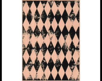 Sticky and Rice Paper for Decoupage: Black & Beige Plaid Pattern | Big Size Options