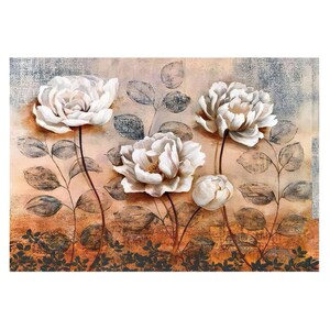 Self-Adhesive Interlining Decoupage Transfer | Floral Pattern Fabric Sheet for Furniture Makeover | Transparent Decor