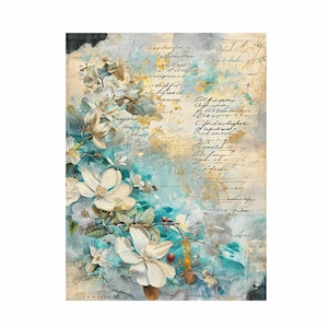 Rijstpapier voor decoupage grote formaten | Moerbeipapier voor decoupage | Bloemenpatroon voor decoupage