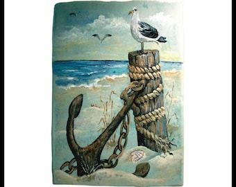 Rice Paper for Decoupage | Big Size Options | Marine Coastal Anchor, Seagull Pattern