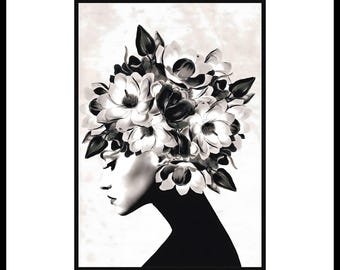 Rice Paper for Decoupage | Big Size Options | Self Adhesive Floral Woman Pattern | Upcycle Furniture