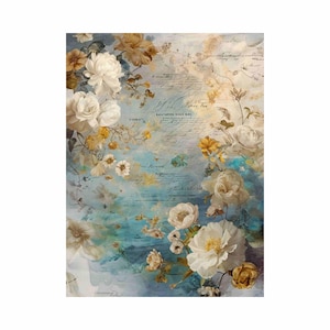 Rijstpapier voor decoupage grote formaten | Moerbeipapier voor decoupage | Bloemenpatroon voor decoupage