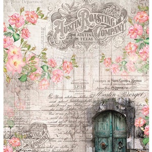 Reispapier Decoupage A3 | Klebriges Maulbeerpapier für Decoupage 16,53''X11,69'' | Blumenmuster für Decoupage PR 2621