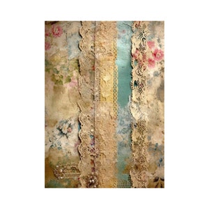 Reis Decoupage Papier | Große Größenoptionen, hochwertiges klebriges Reispapier, perfekt zum Basteln und als Innendekoration, Blumenmuster VINFON5