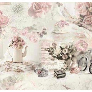 Reispapier Decoupage A3 | Klebriges Maulbeerpapier für Decoupage 16,53''X11,69'' | Blumenmuster für Decoupage PR 2684