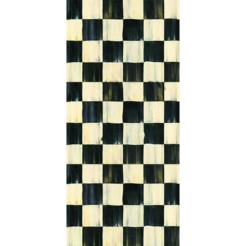 Black and white checkered pattern with a slightly faded, watercolor-like effect. The pattern is reminiscent of a traditional checkerboard.