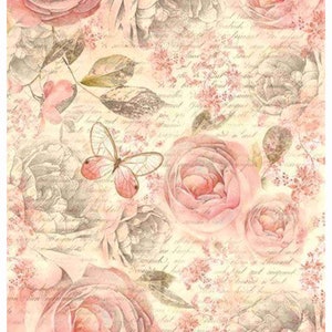 Reispapier Decoupage A3 | Klebriges Maulbeerpapier für Decoupage 16,53''X11,69'' | Blumenmuster für Decoupage PR 2346