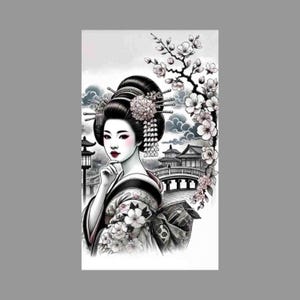 Rijstpapier voor decoupage | Grote maatopties | Japans geisha patroon | Decoupage voor meubels | Vrouwenpatroon | Washi papier