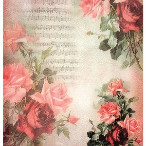 Reispapier Decoupage A3 | Klebriges Maulbeerpapier für Decoupage 16,53''X11,69'' | Blumenmuster für Decoupage PR 2697