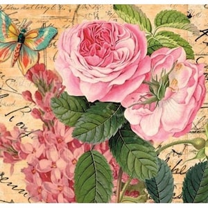 Reispapier Decoupage A3 | Klebriges Maulbeerpapier für Decoupage 16,53''X11,69'' | Blumenmuster für Decoupage PR 2613