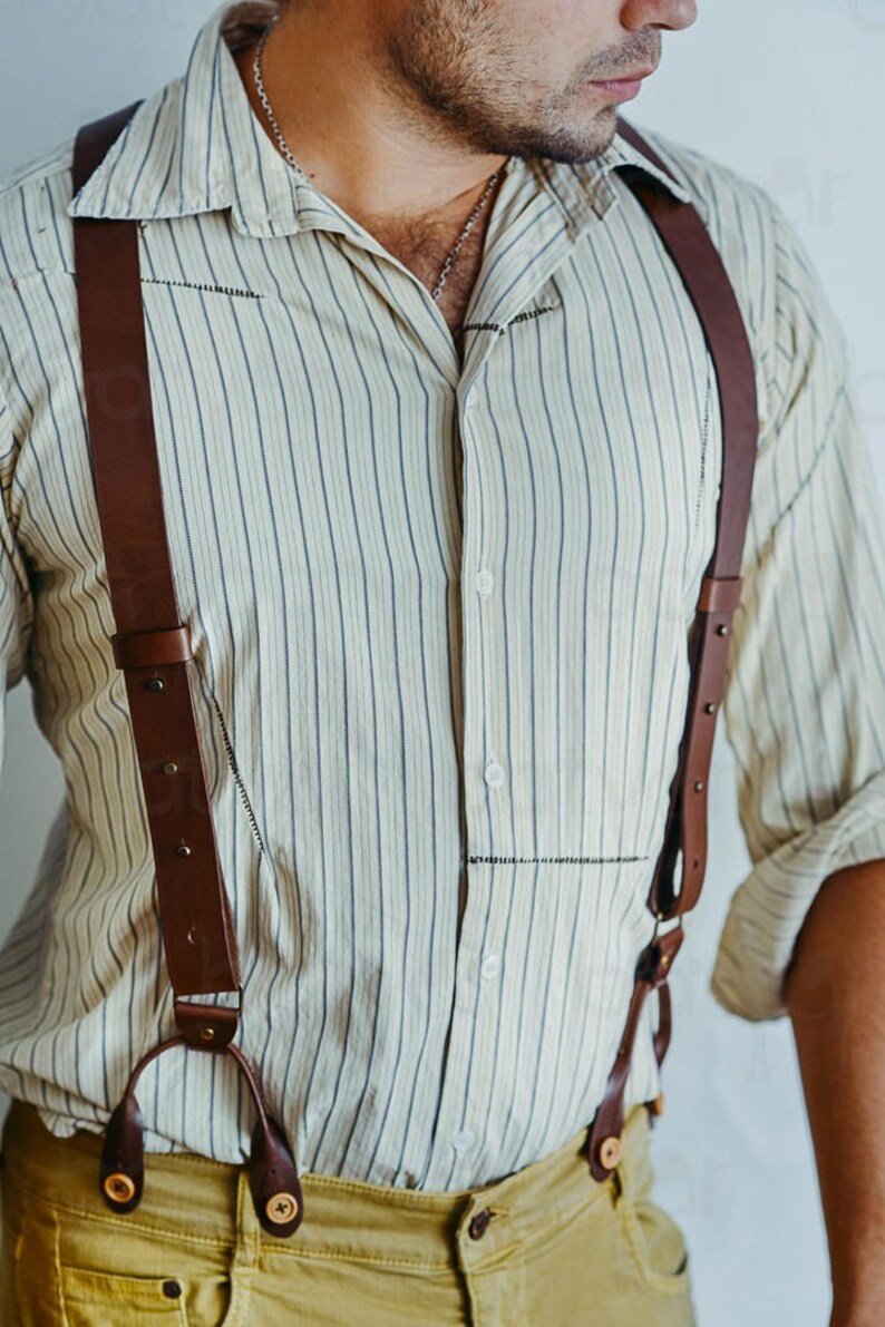 Leather Suspenders orlean Blues Leather Suspenders Etsy