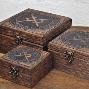Rune van de Eeuwige Liefde, houten doos. Herinneringsdoos, sieradendoos, Wicca altaardoos, Noorse mythologie, uniek gepersonaliseerd cadeau voor vriendje