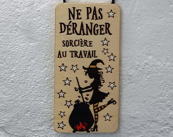 Door sign "Do Not Disturb Witch at Work". Gift for green witch.