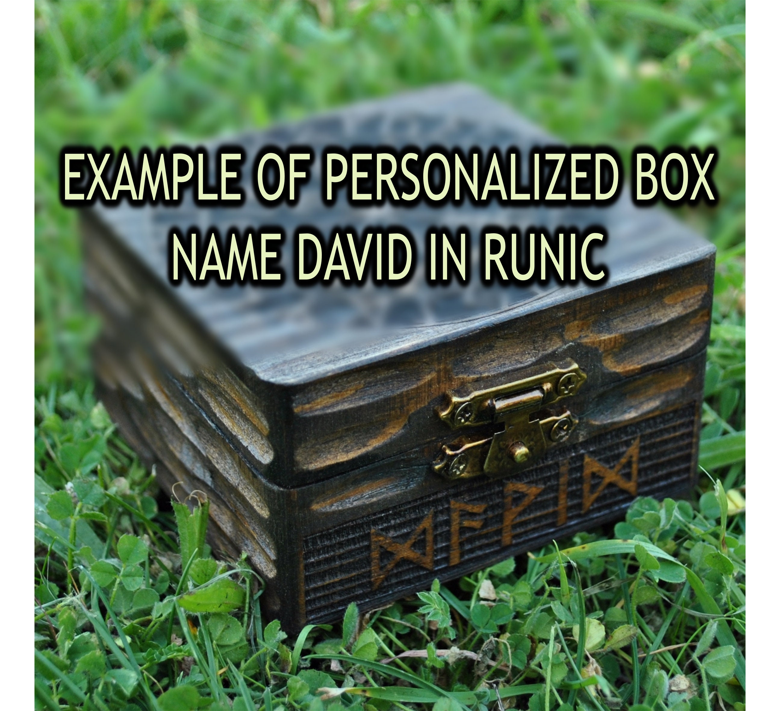 Pine Wood Box Engraved With Aegishjalmur and Runes. Box for Etsy