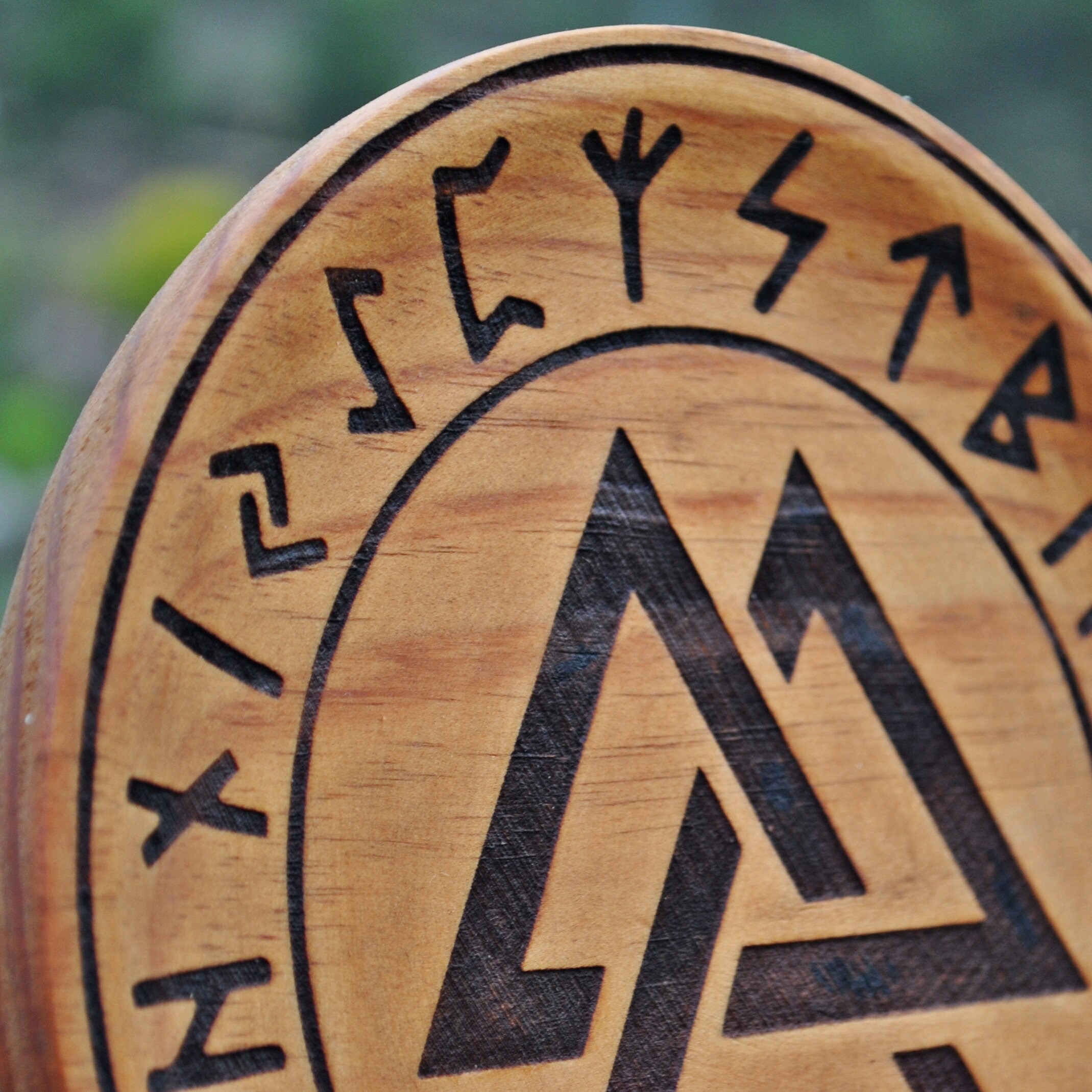 Valknut Surrounded by Runes, Viking Wooden Decoration to Hang on the ...
