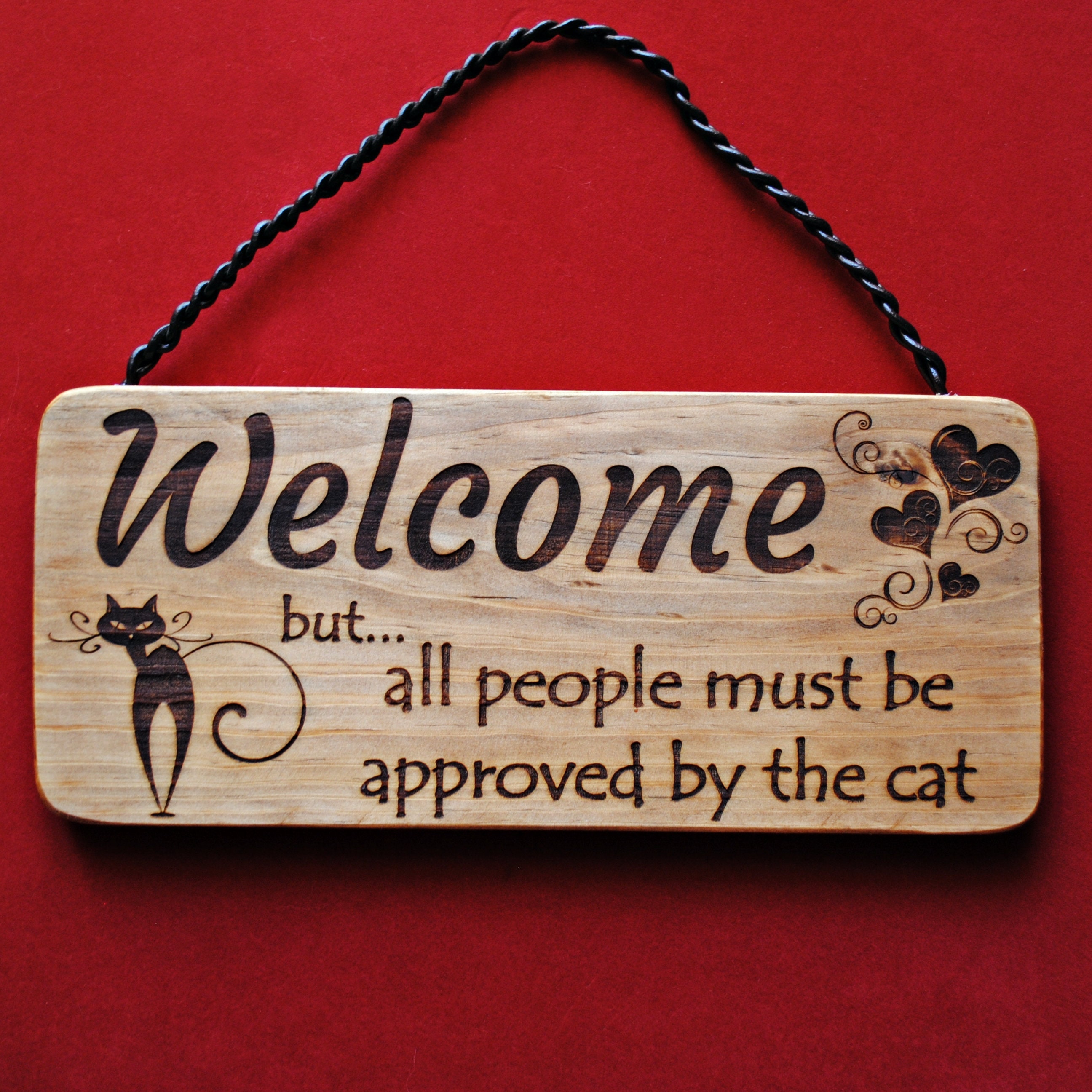 Welcome Wall Sign. Decoration With Black Cat. Gift for Cat Lovers. - Etsy