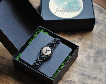 Viking Eternal Love Rune Bracelet, adjustable wooden and braided thread  bracelet, personalized gift for him and her, Norse mythology